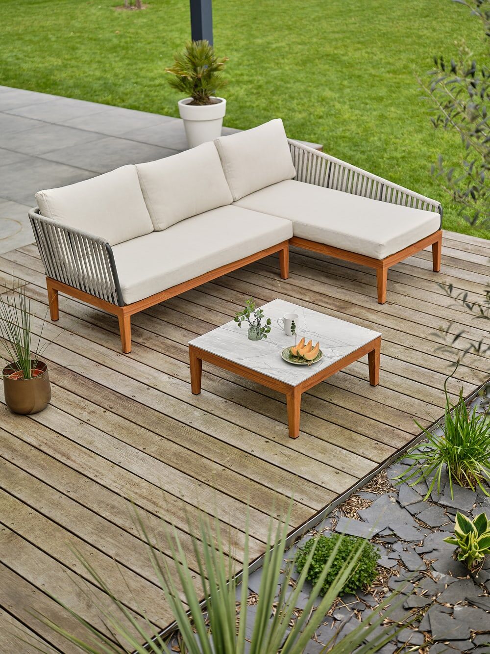 REMARQUABLE Salon de jardin bas Marron 70x30x70cm