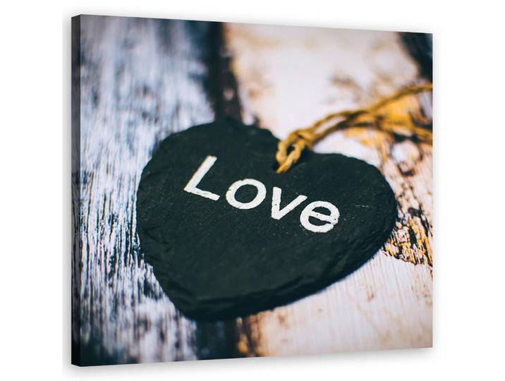 Feeby Wandbild herzholz inschrift liebe, Schwarz, Herz/Romantik, Rechteckig, 50x50 cm, Bilder & Rahmen, Bilder, Leinwandbilder