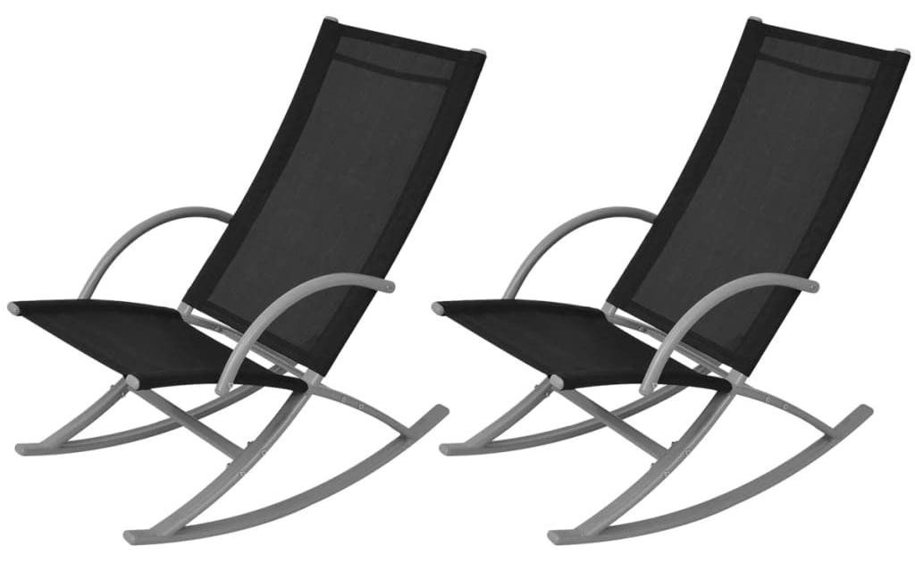 Set van 2 tuinschommelstoelen van staal en textiel