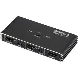 SpeaKa Professional HDMI 2.0 Slim KVM 2X1 USB2.0 +IR, Black HDMI-Switch HDMI 3840 x 2160 Pixel SP-13724436