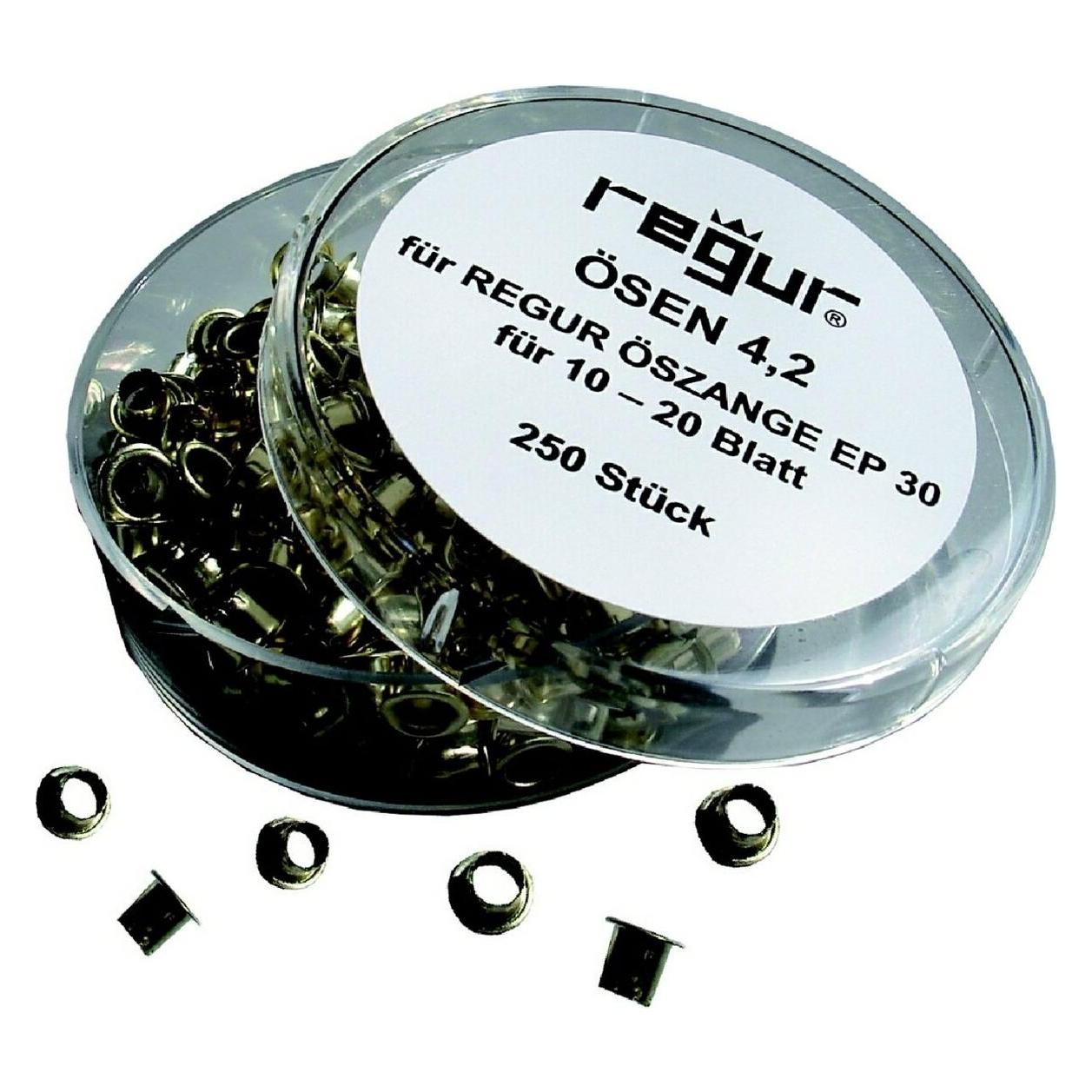 Regur Ösen 4,2mm für EP 30 Stanz- und Ösenzange, 250 Stück für 10 - 20 Blatt für Verträge, zum Präse (250x) (RÖ-4,2)
