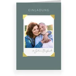 Einladungskarte Goldene Hochzeit: Portrait mit Foto in Grau