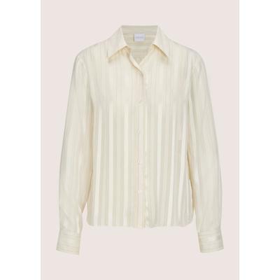 Langarmbluse MADELEINE "Hemdbluse Elegante Streifenbluse mit Glanzeffekt", Damen, Gr. 44, grau (kiesel), Obermaterial: 100% Polyester PES., Modern, gerade, Blusen, Feine Transparenz