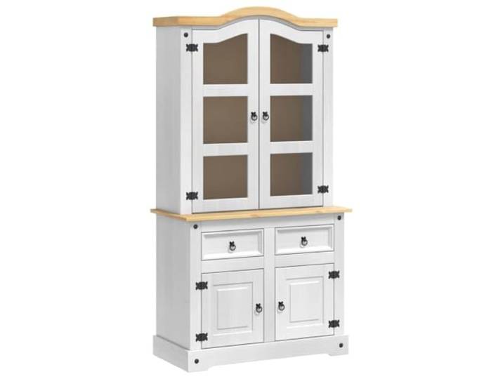 HGFDVCMR Sideboard Anrichte Kiefer Massivholz Weiß 100x48,5x179 cm Stilvoller Schrank fürs Wohnzimmer und Esszimmer mit 4 Türen und 2 Schubladen für geordnete Aufbewahrung im Haushalt.