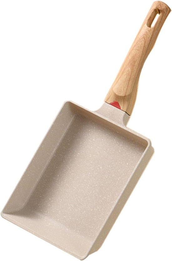 Antiaanbak Tamagoyaki-pan van aluminium, zwart en beige