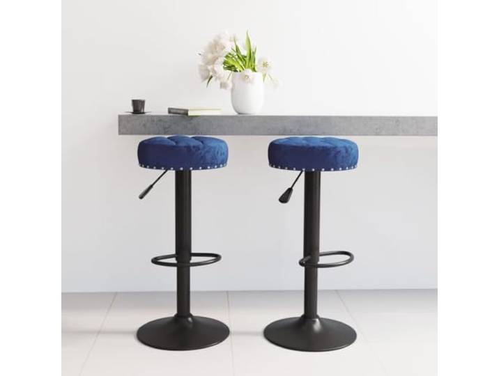 TEKGHUT Barhocker 2 STK. Blau Samt Höhenverstellbar, Fußstütze, Stahlgestell, 110 kg Belastbarkeit, für Bar und Essbereich