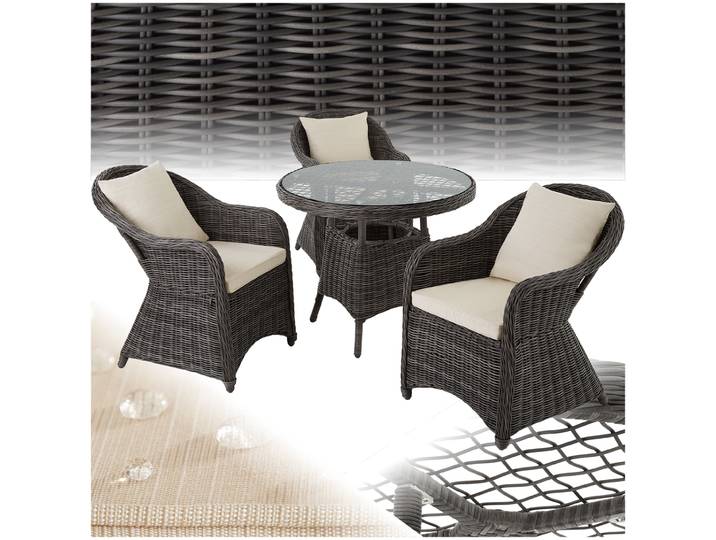 Aluminium Rattan Sitzgruppe Zürich 3+1 - grau