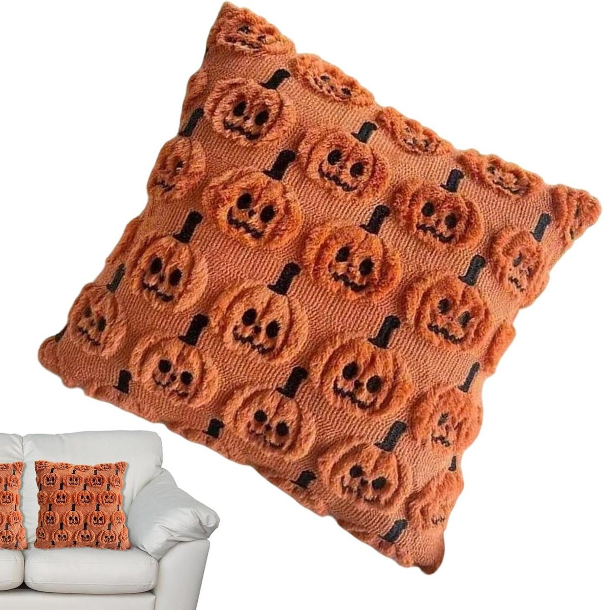 Oranje Decoratieve Kussenhoes van Zacht Pluche - 45 x 45 cm