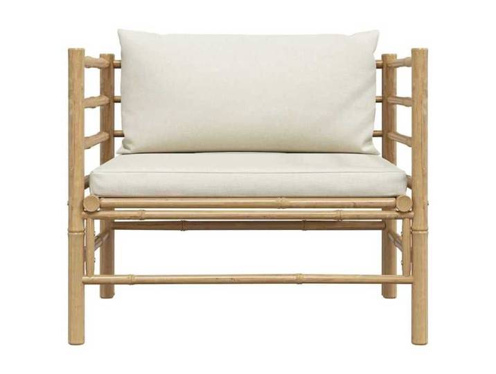 Blanc Siège de jardin - Canapé de jardin - avec coussins - blanc crème Bambou C3366