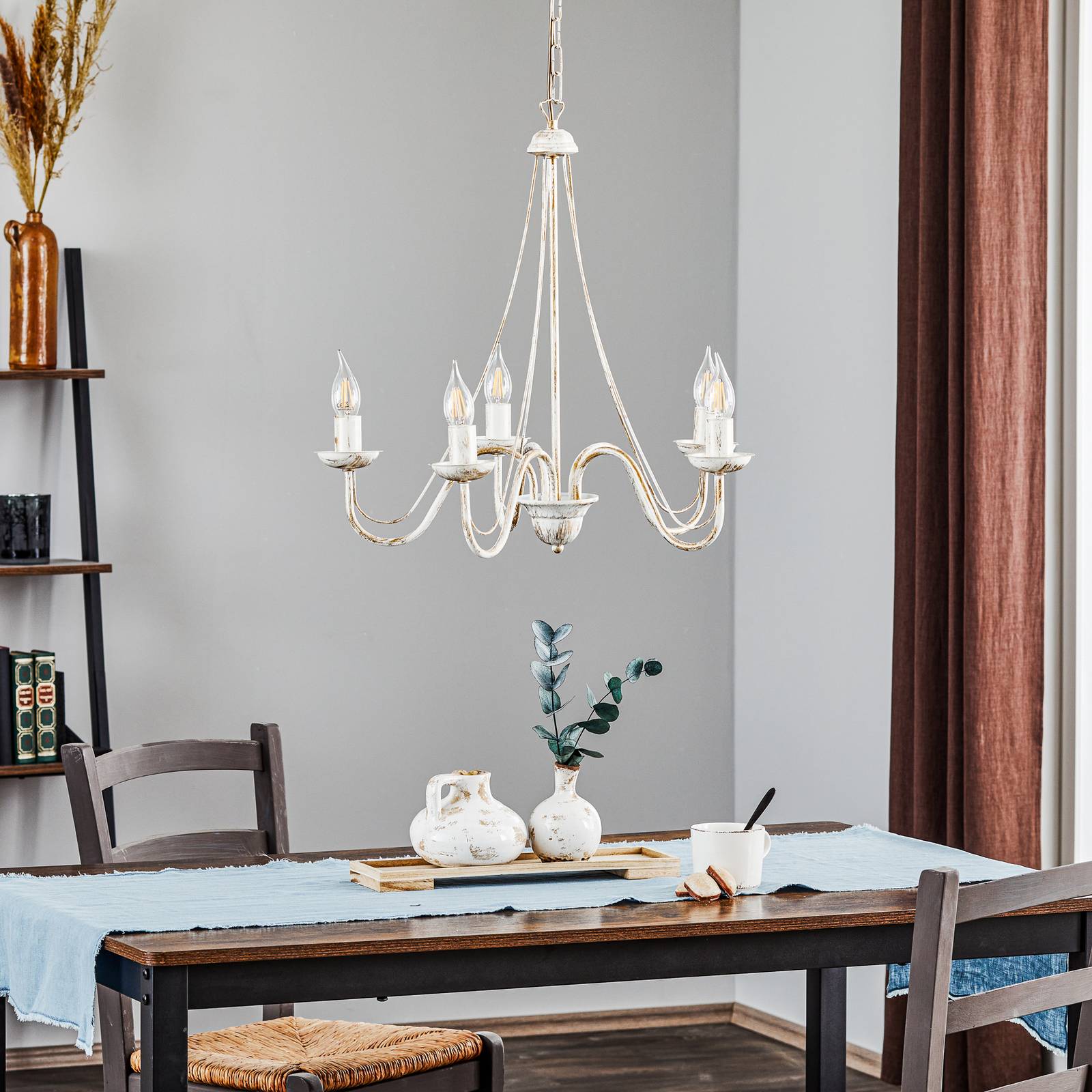 Kronleuchter Malbo HELAM, dimmbar, weiß / opal, für Wohn- / Esszimmer, Metall, Kronleuchter
