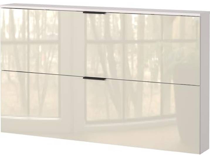 Germania Armoire à Chaussures GW-Valega 2620-572\, Couleur Cachemire\, avec façades en Verre\, 140 x 85 x 19 cm