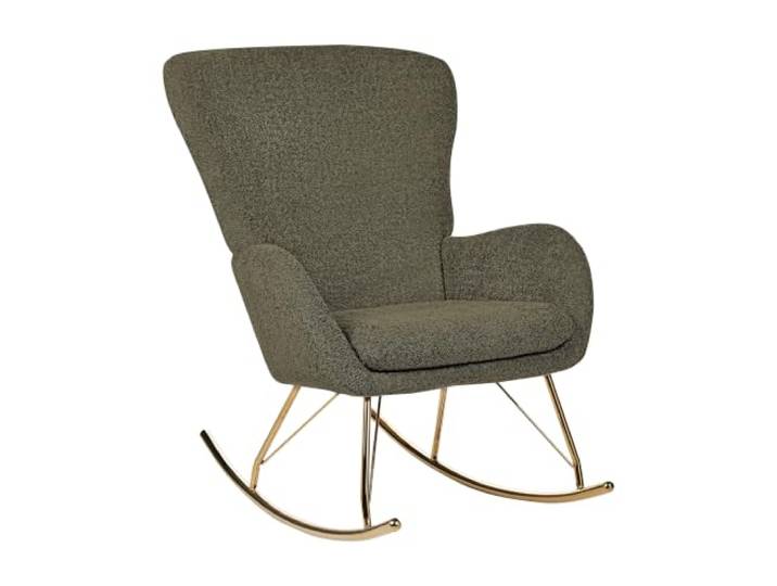 Beliani Schaukelsessel Bouclé Stoff grün/Gold Schaukelstuhl modern elegant edel Anaset