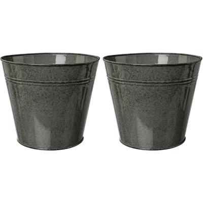 Übertopf CREATIV HOME "Übertopf", grau (dunkelgrau), H:17cm Ø:20cm, Metall, Pflanzgefäße, im modernen Design