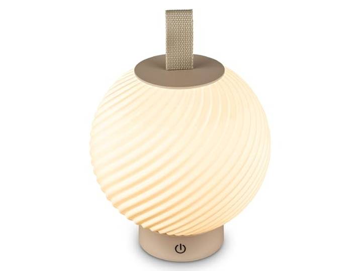 BRILONER - LED Tischlampe kabellos IP44 mit Touch, dimmbar, warmweißes Licht, 3D-gedruckter Lampenschirm, Tischlampe Akku, Nachttischlampe, LED Lampe, Akku Tischleuchte, Leselampe, 18 x 25 cm, Beige