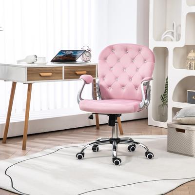 Vinesetto Vinsetto Vanity Middle Back Office Chair Tufted Backrest Swivel Rolling Wheels Task Chair with Height Adjustable Armrests