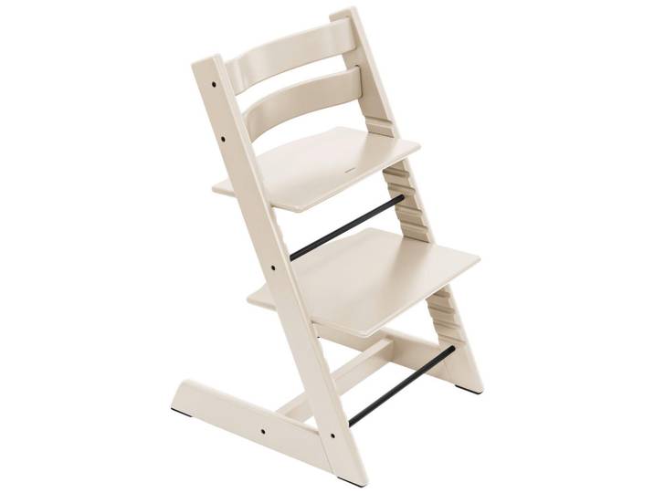 Stokke Hochstuhl Tripp Trapp, Perlmutt, Holz, Buche, 46x79x49 cm, Fußstütze verstellbar, Sitzfläche verstellbar, Holzmöbel, Sitzgelegenheiten Holz, Hochstühle und Tischsitze Holz
