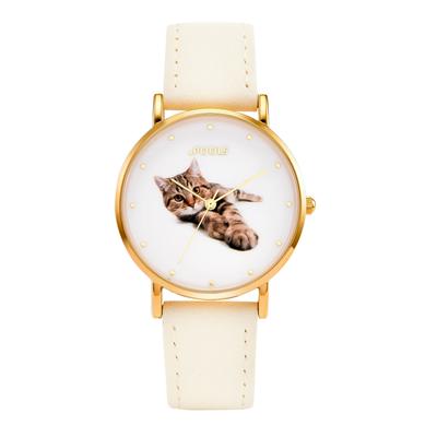 Quarzuhr, beige, Armbanduhren, Damen, Quarzuhr