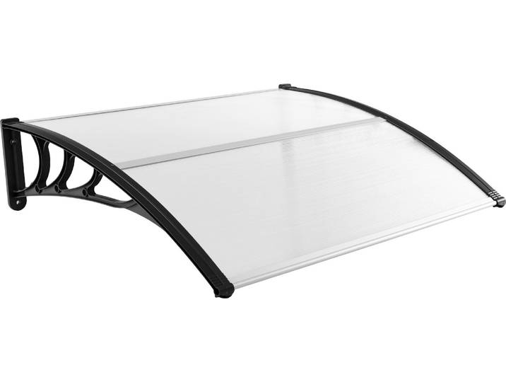 COSTWAY Vordach für Haustür 122x99cm, Überdachung aus Alu & Polycarbonat, Transparentes Pultbogenvordach, Pultvordach, Türvordach für Eingangsbereich