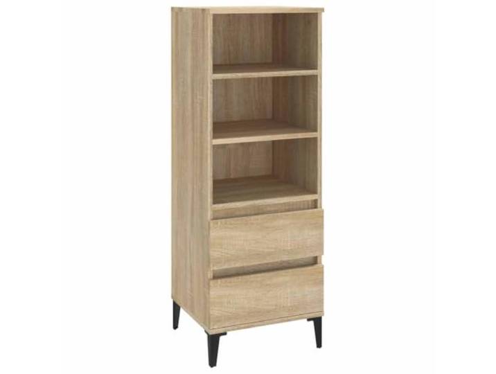 HGFDVCMR Highboard Sonoma-Eiche 40x36x110 cm Schrank aus Holzwerkstoff Kompakter Beistellschrank mit 3 offenen Fächern und 2 Schubladen für Wohnzimmer, Flur oder Schlafzimmer.
