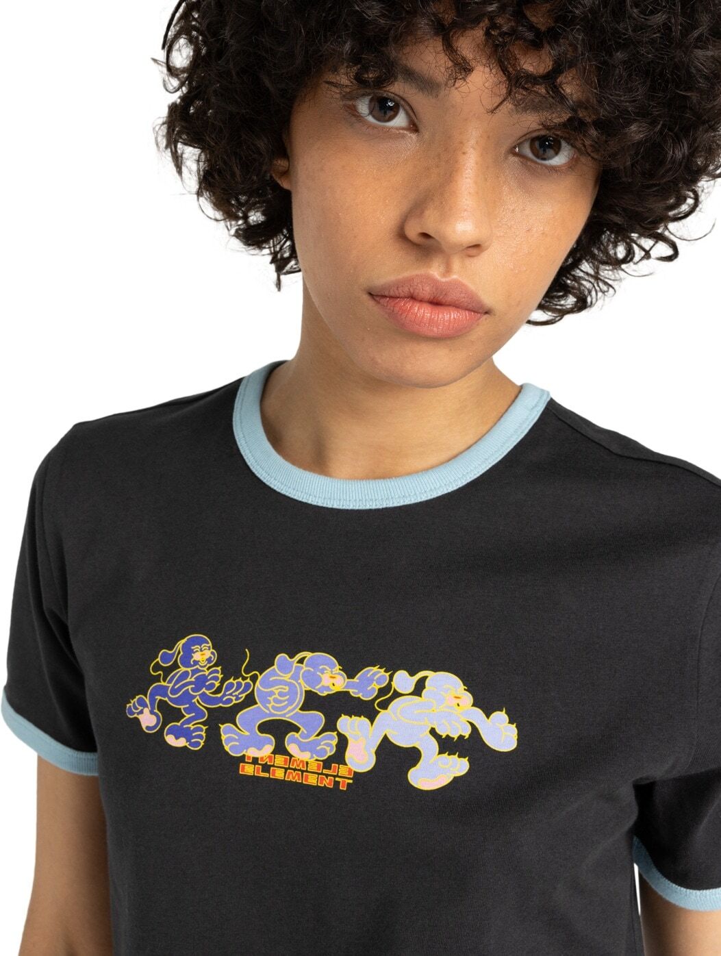T-Shirt ELEMENT "Second Nature Ringer", Damen, Gr. XS, schwarz (off schwarz), Obermaterial: 100% Baumwolle., Shirts T-Shirt off schwarz XS