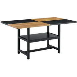 MODFU Esstisch MDF/Metall Schwarz-Holz 160x90x76 cm mit Ablagefach für 4-6 Personen