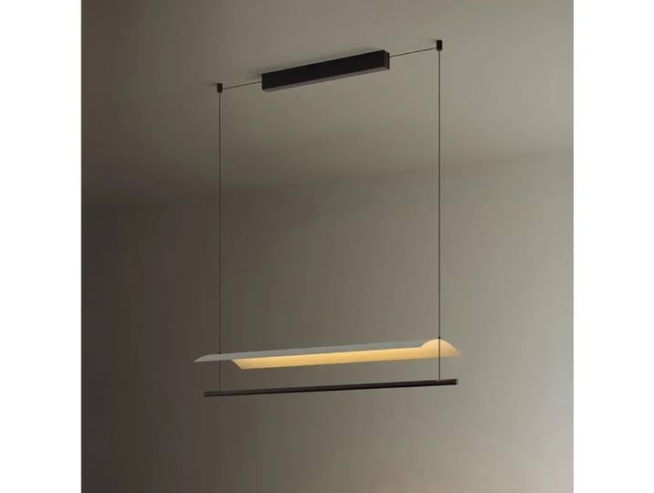 Lampe suspendue en carrelage de Restaurant scandinave nordique, abat-jour moderne de styliste, lampe plate minimaliste, Long lustre de bureau