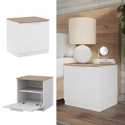 Vicco Nachttisch Betti, 50 x 50 cm, Weiß Sonoma mit 1 Klappe, Schlafzimmer