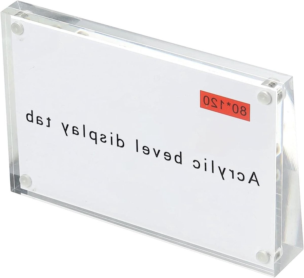 Transparante acryl bordhouder met magnetische sluiting, Frame display, 12 x 8 cm