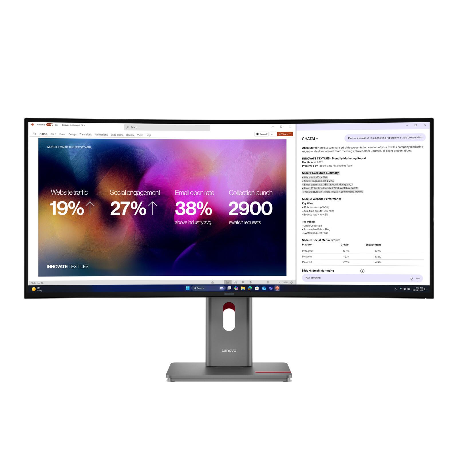 Lenovo ThinkVision P40WD-40 5K Curved Monitor 100 cm (39,7") 64B4GAT1EU
