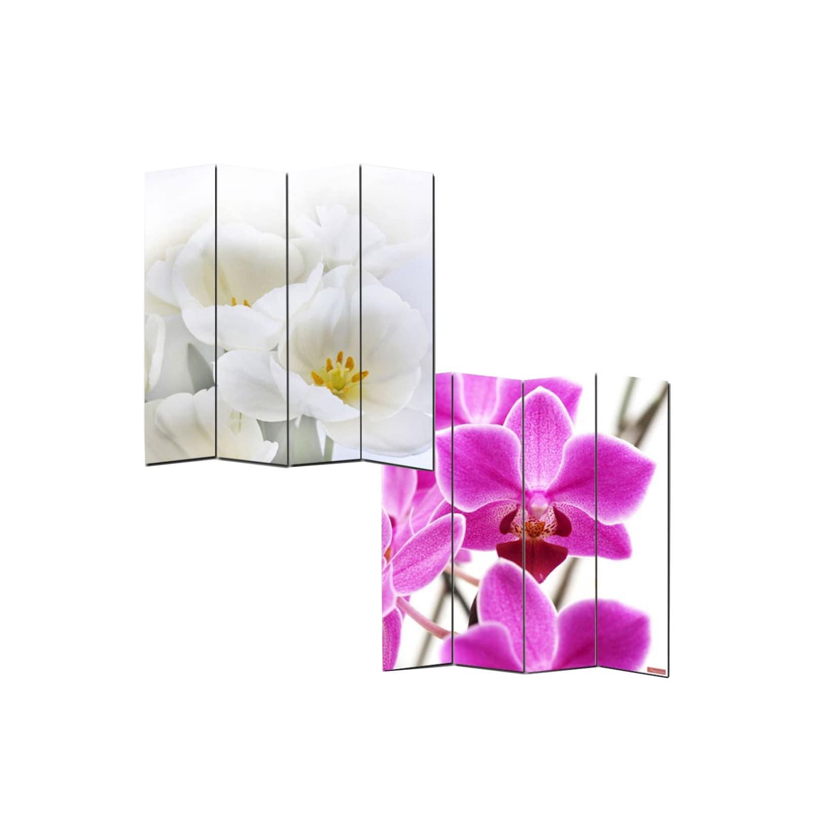 Foto-Paravent Paravent Raumteiler Spanische Wand Bagheria ~ 180x160cm, Orchidee