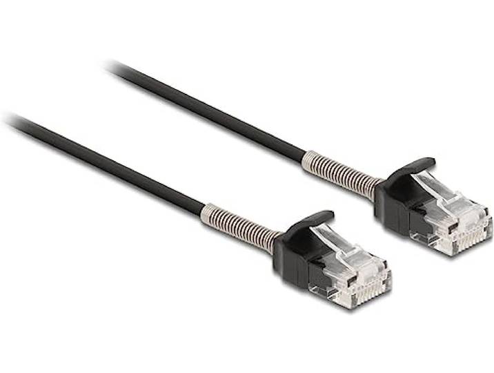 Delock Kabel RJ45-stekker naar RJ45-stekker met knikbescherming Cat.6A 1 m zwart