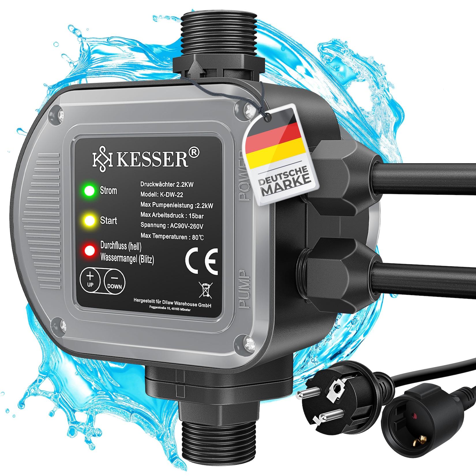 KESSER® Druckschalter Druckwächter Pumpensteuerung Gartenbewässerung mit Kabel