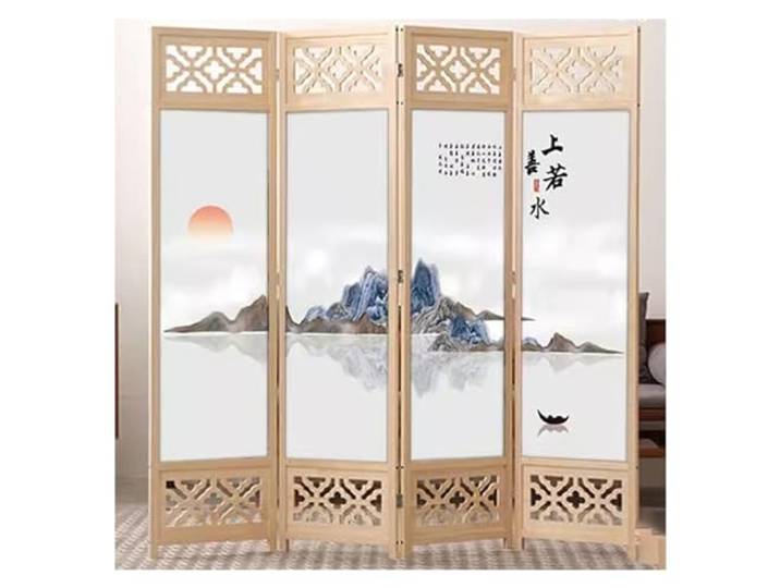 Japanischer Raumteiler mit Faltschirm, freistehende Trennwand aus Holz für Ankleidezimmer - tragbare Wandtrennung, für Schlafzimmer, Studio-Apartments und Schlafsäle, 4 Paneele, 180 200 cm h