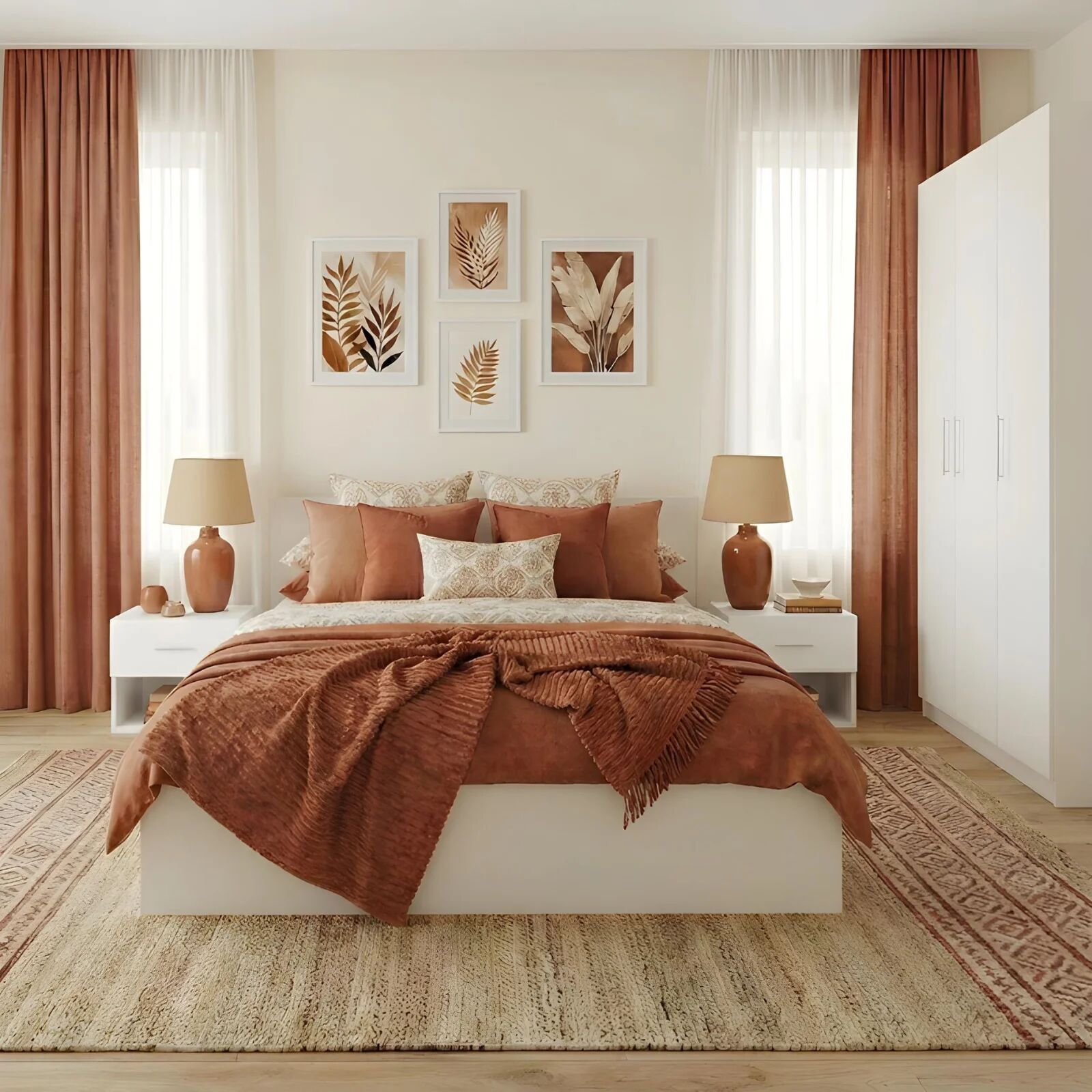 garneroarredamenti Camera da letto completa matrimoniale bianco con armadio e comodini Verona