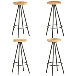 Décoshop26 - Set aus 4 Barhockern/Hochstühlen aus Mangoholz und Eisen DEC029908 DEC029908