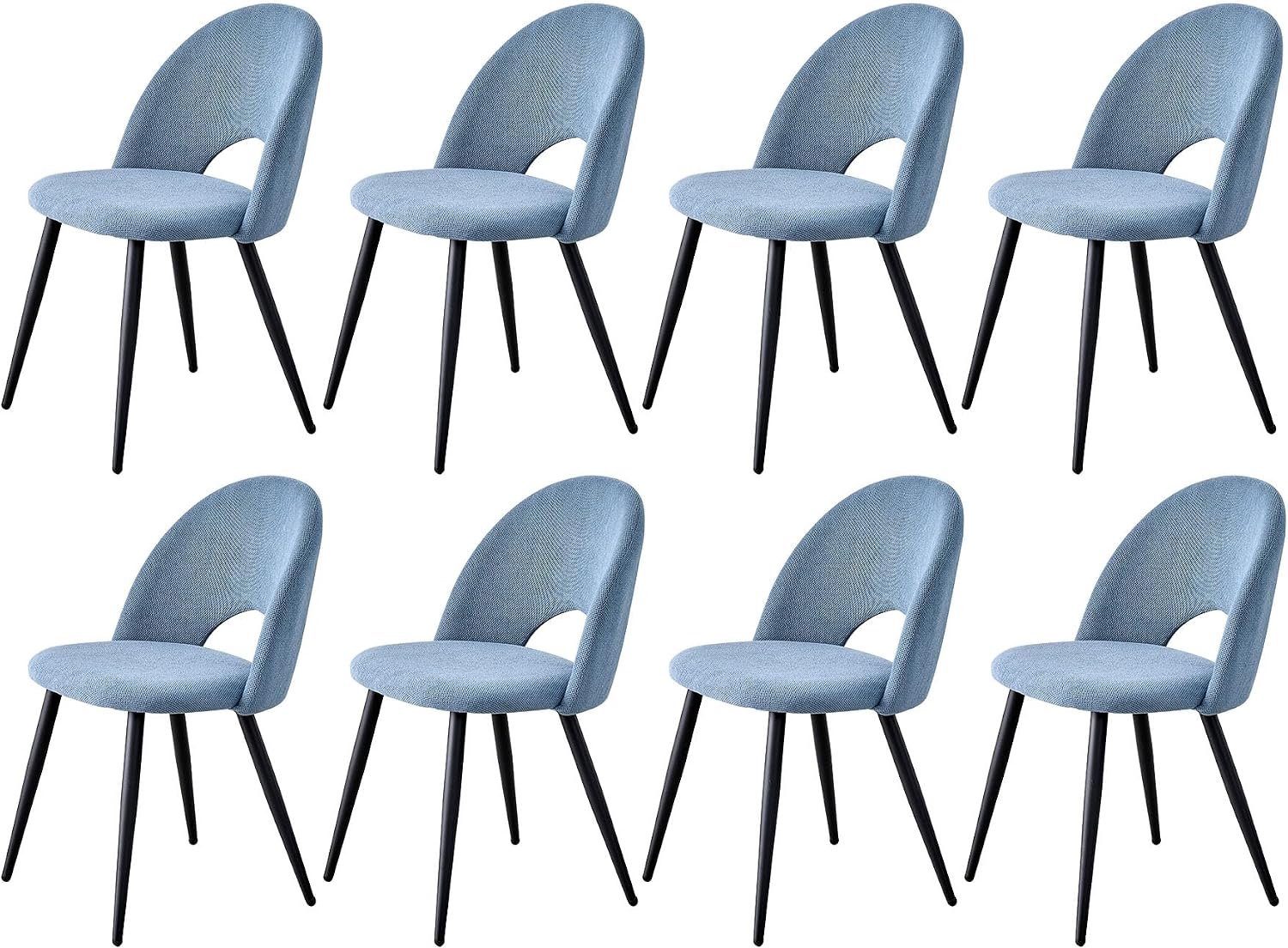 Eetkamerstoelen van fluweel met robuuste metalen poten