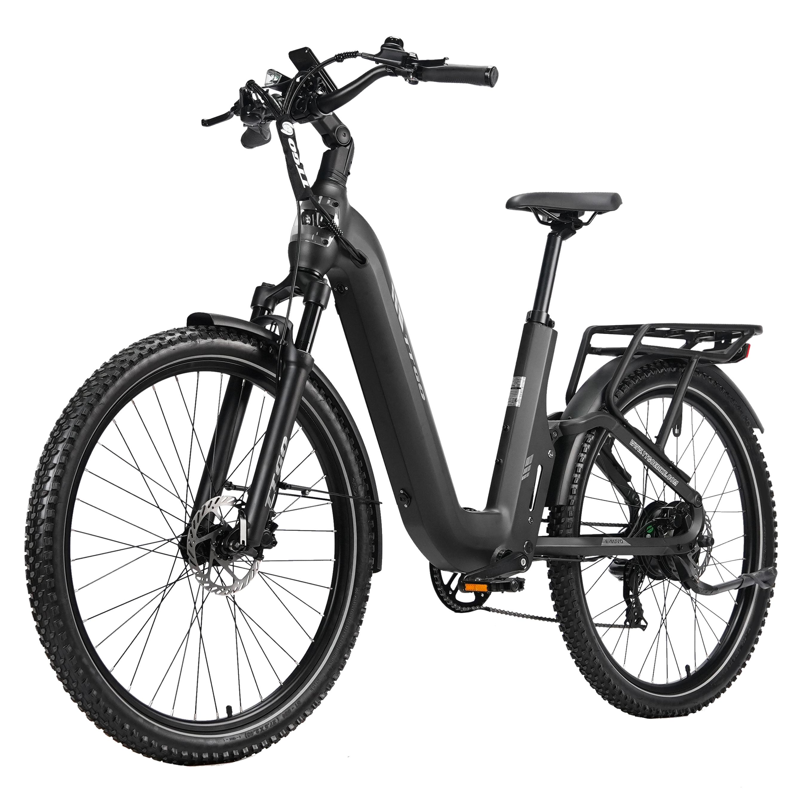E-SUVO Fully-Elektro-Fahrrad für Erwachsene, 27,5-Zoll-Geländereifen, 25 km/h, 48V, 250 W, hydraulische Scheibenbremsen, max. 125 kg Zuladung