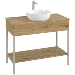 Villeroy & Boch Waschbeckenunterschrank Artis K64050TS, Eckig Oak Natural Touch, 1000x782x500mm, Push-to-open Funktion, mit Hahnlochbohrung