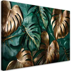 LEINWANDBILD Goldgrüne Monstera-Blätter 60x40cm