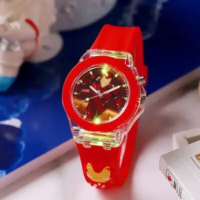 Tiny Tots Teens Trends Mickey Mouse Children's Flash Light, Disney Minnie Watch, Cartoon Doll, Boys Girls Birthday Gift Idea red