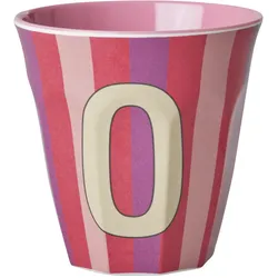 RICE Melamin Buchstabenbecher gestreift, O, Pink