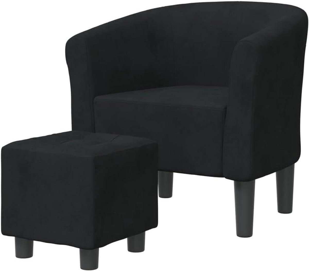 Moderne lounge clubstoel met voetenbank en zachte fluwelen bekleding - B/D/H: 70 x 56 x 68 cm