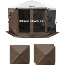 VEVOR 3x Seitenwände für Pavillon Seitenteile, 1,73 x 1,48 m, Wasserfeste Seitenplanen mit Sonnenschutz PU-Beschichtung, Seitenwand inkl. 1 Fenster für Faltpavillon Partyzelt Outdoor-Events, Braun
