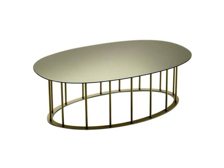 Table basse - MUTE - D90 cm - Métal - Verre martelé ou miroir argenté