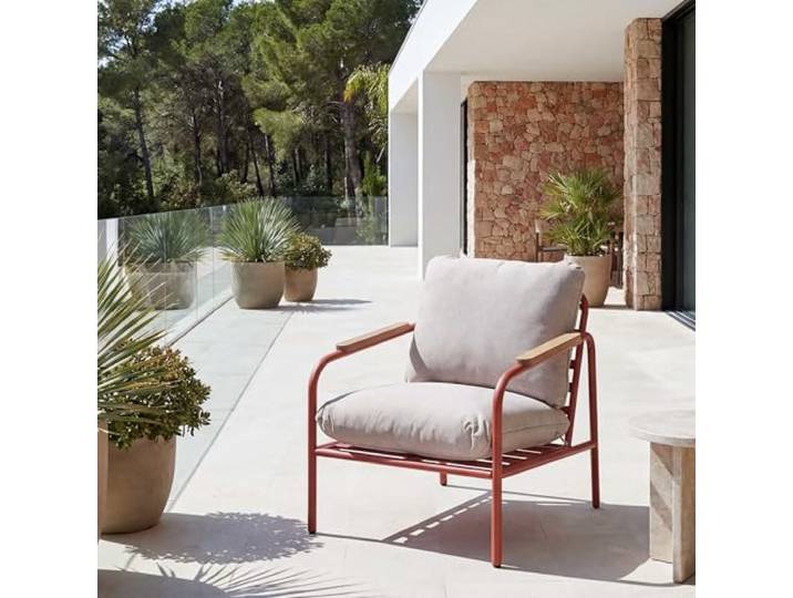 Mendler Aluminium-Gartensessel HWC-O11 - terrakotta Polster beige