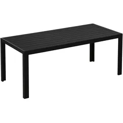 MODFU Gartentisch Aluminium mit WPC-Tischplatte Schwarz 190x84,5x72 cm, wetterfest und rostfrei