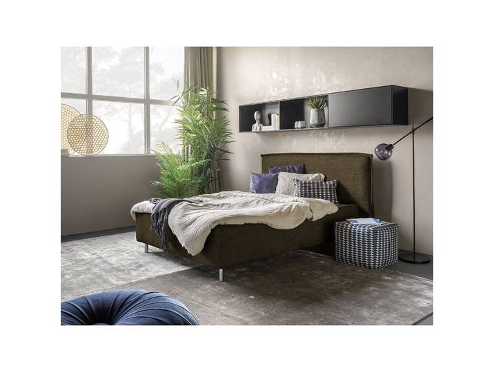 Polsterbett Homely 140 x 200cm Flachgewebe Nona Grün Buche