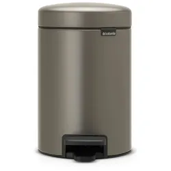 Brabantia Klassischer Tretmülleimer mit Soft-Verschluss | 3 Liter, HxBxT 26,4x16,8x23,5cm | Metall | Platin