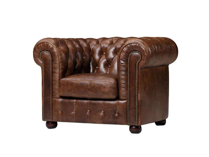 JVmoebel Chesterfield-Sessel Vollleder Chesterfield Sessel im Antik Stil mit klassischem Charme (Sessel Chesterfield Napoli), Made in Europa