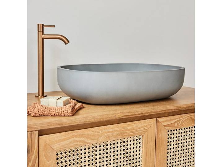 Vasque en béton gris ovale 50 cm